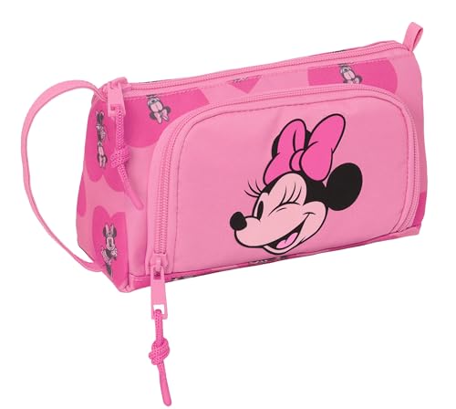 Minnie Mouse Loving - Federmäppchen mit ausklappbarer Tasche, Federmäppchen für Kinder, ideal für Schulkinder, bequem und vielseitig, Qualität und Stärke, 20 x 8,5 x 11 cm, Rosa, Rosa, Estándar, von safta