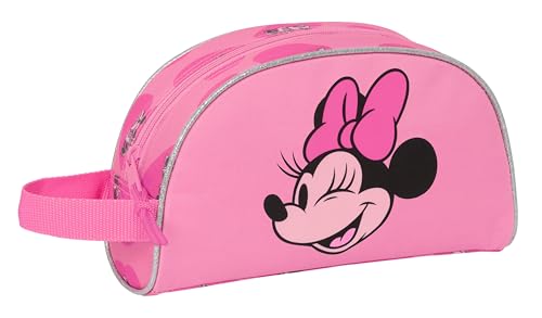 Minnie Mouse Loving Kulturbeutel, groß, für Kinder, anpassbar an den Kinderwagen, ideal für Kinder von 5 bis 14 Jahren, bequem und vielseitig, Qualität und Widerstandsfähigkeit, 26 x 16 x 9 cm, Rosa von safta