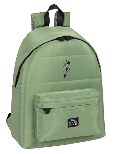 Minnie Mouse Mint Shadow - Daypack für Kinder, hohe Qualität, maximale Widerstandsfähigkeit, bequem und vielseitig, 33 x 15 x 42 cm, Militärgrün, Militärgrün, Estándar, Casual von safta