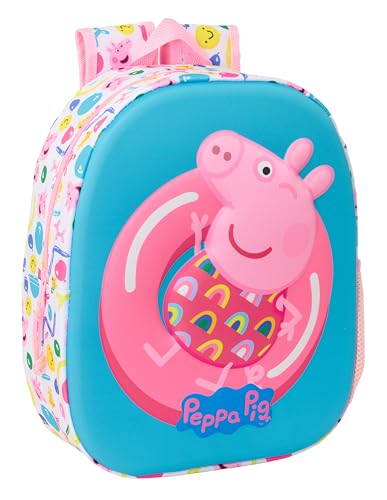 PEPPA PIG 3D Schulrucksack, mit 3D-Design, anpassbar an den Wagen, ideal für Kinder verschiedener Altersgruppen, bequem und vielseitig, Qualität und Widerstandsfähigkeit, 27 x 10 x 33 cm, Weiß/Rosa PEPPA PIG 3D Schulrucksack, mit 3D-Design, anpassbar an den Wagen, ideal für Kinder verschiedener Altersgruppen, bequem und vielseitig, Qualität und Widerstandsfähigkeit, 27 x 10 x 33 cm, Weiß/Rosa von safta
