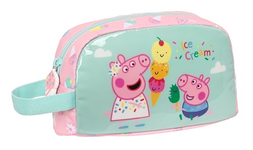 PEPPA PIG ICE CREAM Thermo-Frühstücksständer, Thermoskanne, Tasche, Qualität und maximale Beständigkeit, Lebensmittelhalter, Erholung, 21,5 x 6,5 x 12 cm, Hellrosa/Minzgrün, Hellrosa/Minzgrün, von safta