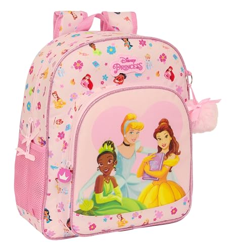 PRINCESAS DISNEY SUMMER ADVENTURES - Schulrucksack für Kinder, Kinderrucksack, anpassbar an den Kinderwagen, ideal für Schulkinder, bequem und vielseitig, Widerstandsfähigkeit, 32 x 12 x 38 cm, von safta