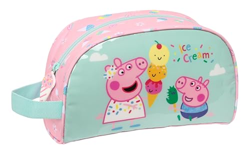 Peppa Pig Ice Cream Kulturbeutel, groß für Kinder, anpassbar an den Kinderwagen, ideal für Kinder von 5 bis 14 Jahren, bequem und vielseitig, Qualität und Widerstandsfähigkeit, 26 x 16 x 9 cm, von safta