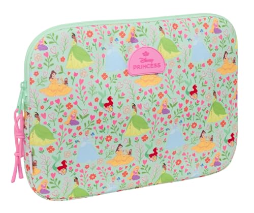 Princesas Disney Bloom - Laptoptasche 39,6 cm (15,6 Zoll), ideal für Kinder verschiedener Altersgruppen, bequem und vielseitig, Qualität und Widerstandsfähigkeit, 39,5 x 3,5 x 27,5 cm, Wassergrün / von safta