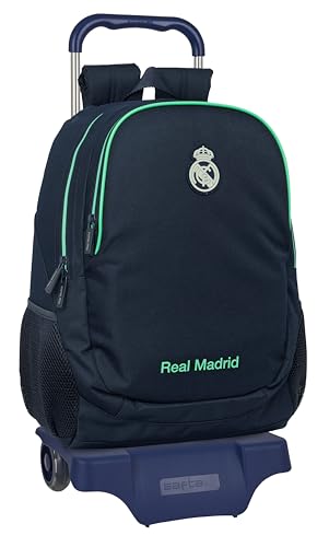 Real Madrid 2nd Team 25/26 - Schulrucksack mit Trolley, ideal für Kinder unterschiedlichen Alters, bequem und vielseitig, Qualität und Widerstandsfähigkeit, 33 x 15 x 43 cm von safta