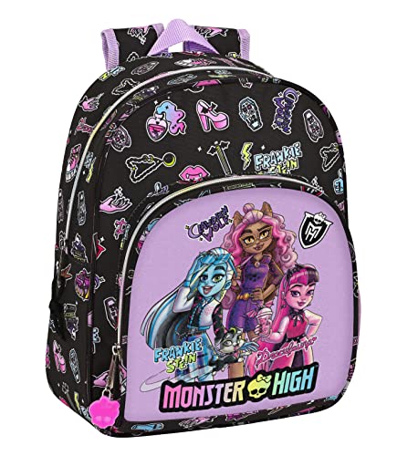 Rucksack für Kinder, ADAPT, Kinderwagen Monster HIGH "Creep", Schwarz, Estándar, Casual von safta