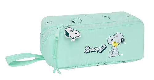 SNOOPY GROOVY - Großes quadratisches Federmäppchen, Kinder-Federmäppchen, ideal für Kinder im Schulalter, bequem und vielseitig, Qualität und Widerstandsfähigkeit, 22 x 10 x 10 cm, Aquagrün, Aquagrün, von safta