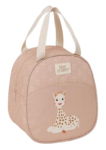 SOPHIE LA GIRAFE COOKIE Thermo-Kulturbeutel für Kinder, anpassbar an den Wagen, ideal für Kinder von 5 bis 14 Jahren, bequem und vielseitig, Qualität und Widerstandsfähigkeit, 19 x 14 x 22 cm, Beige, von safta