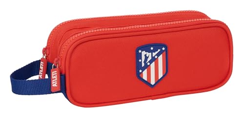 Safta ATLETICO DE MADRID Federmäppchen für Kinder, Federmäppchen für Kinder, ideal für Schulkinder, bequem und vielseitig, Qualität und Widerstandsfähigkeit, 21 x 6 x 8 cm, Rot/Blau, Rot / Blau, von safta