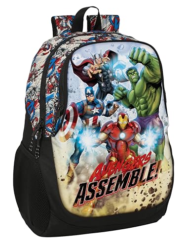 Safta AVENGERS FOREVER Schulrucksack, ideal für Kinder unterschiedlichen Alters, bequem und vielseitig, Qualität und Widerstandsfähigkeit, 32 x 16 x 44 cm, mehrfarbig, bunt, Estándar, Casual von safta