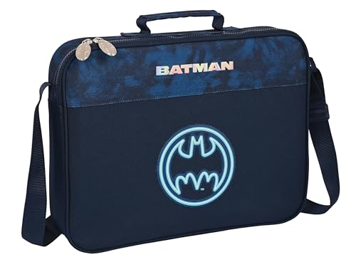 Safta BATMAN LEGENDARY - Außerschule Geldbörse, Aktentasche, Umhängetasche, bequem und vielseitig, Qualität und Widerstandsfähigkeit, 38 x 6 x 28 cm, Marineblau, marineblau, Estándar, Casual von safta