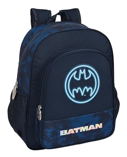 Safta BATMAN LEGENDARY Schulrucksack für Kinder, Kinderrucksack, anpassbar an den Kinderwagen, ideal für Schulkinder, bequem und vielseitig, Qualität und Stärke, 32 x 12 x 38 cm, Marineblau, von safta