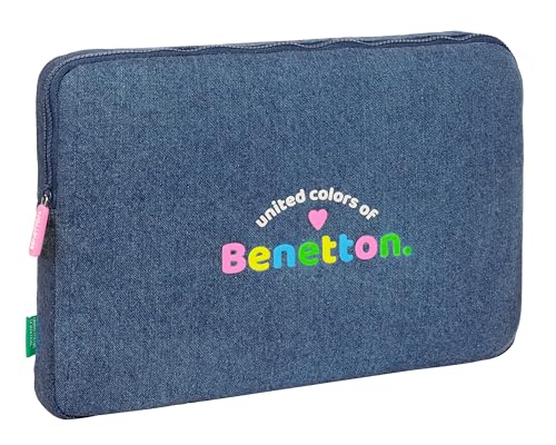 Safta BENETTON DENIM Laptoptasche 15,6 Zoll, Rucksack, Ideal für Kinder unterschiedlichen Alters, bequem und vielseitig, Qualität und Stärke, 39,5 x 3,5 x 27,5 cm, Jeansfarben, Cowgirl, Estándar, von safta