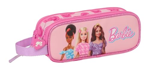 Safta Barbie Love Federmäppchen für Kinder, Federmäppchen für Kinder, ideal für Schulkinder, bequem und vielseitig, Qualität und Widerstandsfähigkeit, 21 x 6 x 8 cm, Rosa, Rosa, Estándar, Casual von safta