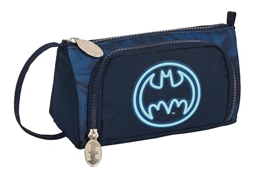 Safta Batman Legendary – Federmäppchen mit leerer Falttasche, Federmäppchen für Kinder, ideal für Schulkinder, vielseitig einsetzbar, Qualität und Stärke, 20 x 8,5 x 11 cm, Marineblau, Marineblau, von safta