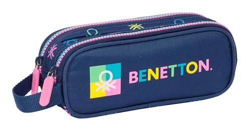 Safta Benetton Cool Federmäppchen für Kinder, Federmäppchen für Kinder, ideal für Schulkinder, bequem und vielseitig, Qualität und Beständigkeit, 21 x 6 x 8 cm, Marineblau, Marineblau, Estándar, von safta