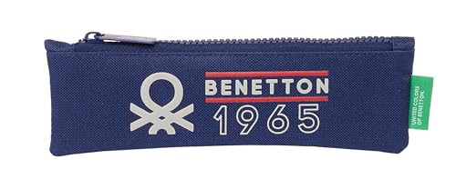 Safta Benetton Varsity - Schulmäppchen, Federmäppchen für Kinder, ideal für Kinder von 5 bis 14 Jahren, bequem und vielseitig, Qualität und Stärke, 20 x 60 cm, Marineblau/Grau, Marineblau/Grau, von safta