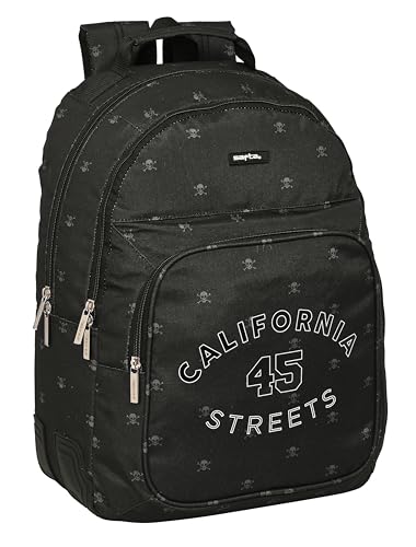 Safta CALIFORNIA Schulrucksack für Kinder, ideal für Kinder unterschiedlichen Alters, bequem und vielseitig, Qualität und Widerstandsfähigkeit, 32 x 15 x 42 cm, Schwarz, Schwarz, Estándar, Casual von safta