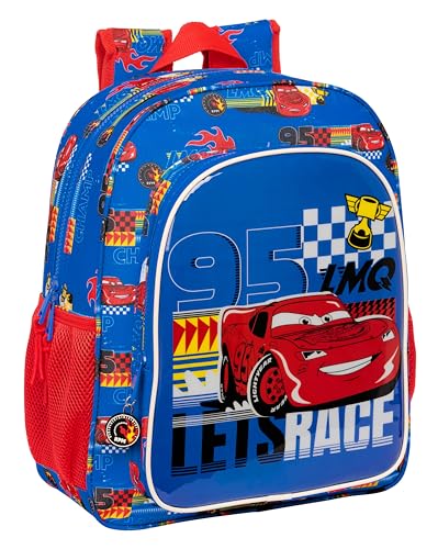 Safta CARS RACE READY Schulrucksack für Kinder, Kinderrucksack, anpassbar an den Kinderwagen, ideal für Kinder im Schulalter, bequem und vielseitig, Qualität und Widerstandsfähigkeit, 32 x 12 x 38 cm, von safta