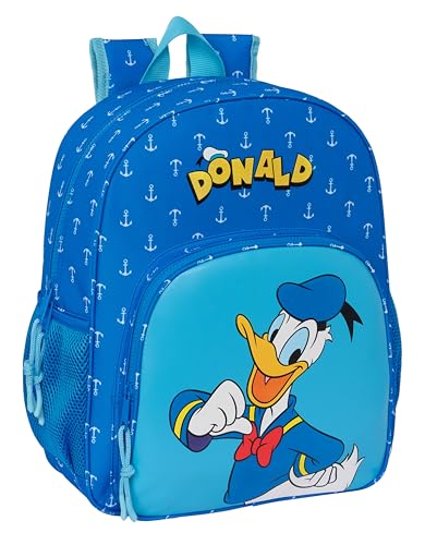 Safta DONALD INFANTIL Schulrucksack, Kinderrucksack, anpassbar an den Kinderwagen, ideal für Kinder im Schulalter, bequem und vielseitig, Qualität und Widerstandsfähigkeit, 32 x 12 x 38 cm, Blau, von safta