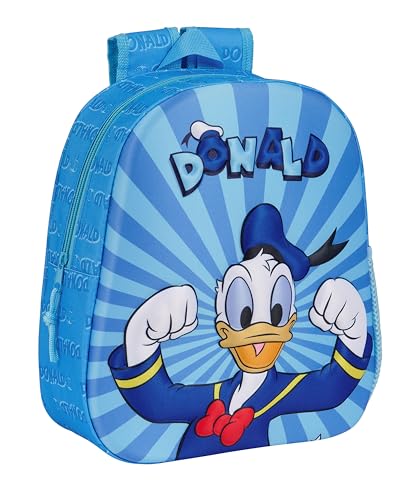 Safta DONALD Schulrucksack mit 3D-Design, anpassbar an den Wagen, ideal für Kinder verschiedener Altersgruppen, bequem und vielseitig, Qualität und Widerstandsfähigkeit, 27 x 10 x 33 cm, Blau, blau, von safta