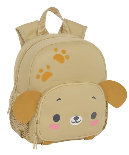 Safta Doggy Neopren-Rucksack, Kinderrucksack, ideal für Kinder unterschiedlichen Alters, bequem und vielseitig, 20 x 9 x 25 cm, Sandfarben, sandfarben, Estándar, Casual von safta