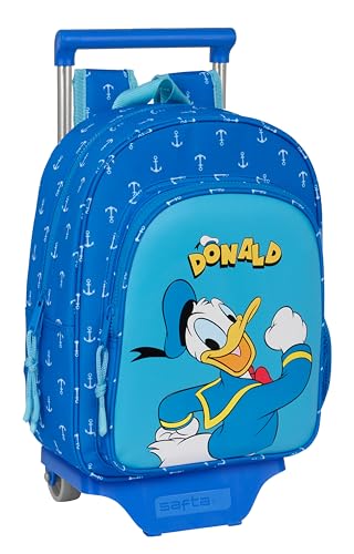 Safta Donald Kinderrucksack mit Trolley 705, ideal für Kinder unterschiedlichen Alters, bequem und vielseitig, Qualität und Widerstandsfähigkeit, 26 x 11 x 34 cm, Blau, Estándar, Casual, Blau, blau, von safta