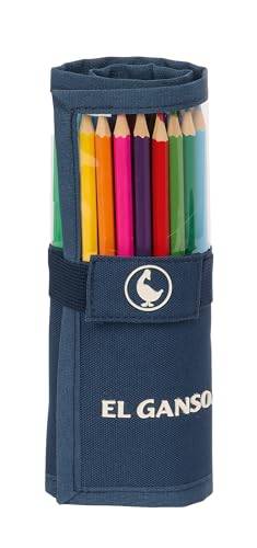 Safta EL GANSO Classic – Nützliches Rollmäppchen, Federmäppchen für Kinder, ideal für Kinder von 5 bis 14 Jahren, bequem und vielseitig, Qualität und Stärke, 7 x 20 cm, Marineblau, Marineblau, von safta