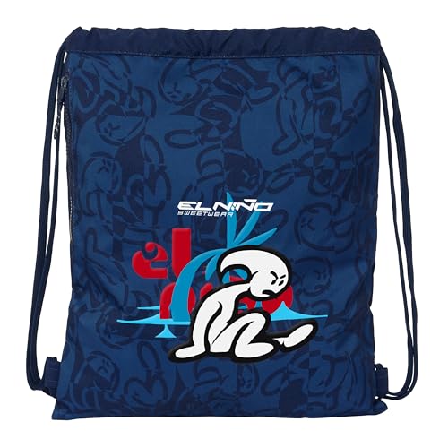 Safta EL KIND PARADISE - Sportrucksack, Schnürverschluss, Rucksack, ideal für Kinder unterschiedlichen Alters, bequem und vielseitig, Qualität und Widerstandsfähigkeit, 35 x 45 cm, Marineblau, von safta