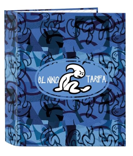 Safta El Niño Roller Ringordner, Folio, 4 Ringe, ideal für Kinder verschiedener Altersgruppen, bequem und vielseitig, Qualität und Widerstandsfähigkeit, 27 x 6 x 33 cm, Blau/Schwarz, M, Casual von safta