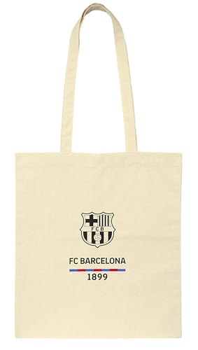 Safta F.C. Barcelona - Damen-Tasche, Tote Bag, bequem und vielseitig, Qualität und Widerstandsfähigkeit, 38 x 42 cm, Naturbeige, beige (Natural Beige), Estándar, Casual von safta