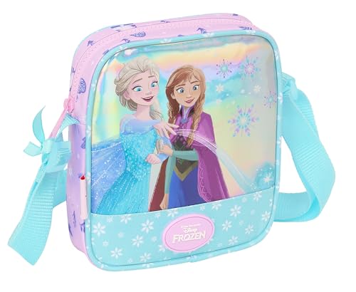 Safta FROZEN COOL DAYS Kleine Umhängetasche für Kinder, ideal für Kinder von 5 bis 14 Jahren, bequem und vielseitig, Qualität und Widerstandsfähigkeit, 16 x 4 x 18 cm, Violett/Himmelblau, von safta