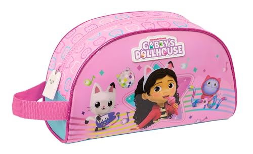 Safta GABBY'S DOLLHOUSE PARTY Große Kulturtasche für Kinder, anpassbar an den Wagen, ideal für Kinder von 5 bis 14 Jahren, bequem und vielseitig, Qualität und Widerstandsfähigkeit, 26 x 16 x 9 cm, von safta