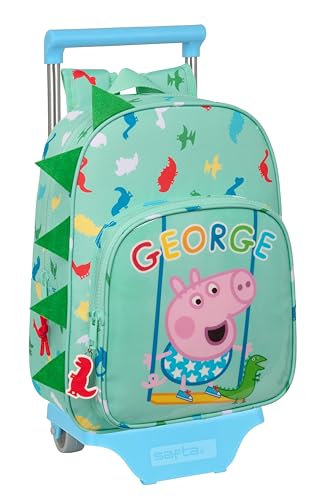 Safta GEORGE Kinderrucksack mit Trolley 705, ideal für Kinder unterschiedlichen Alters, bequem und vielseitig, Qualität und Widerstandsfähigkeit, 26 x 11 x 34 cm, Mintgrün, Minzgrün, Estándar, Casual von safta