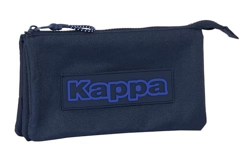 Safta KAPPA BLUE NIGHT – Dreifaches Federmäppchen für Kinder, Federmäppchen für Kinder, ideal für Schulkinder, bequem und vielseitig, Qualität und Widerstandsfähigkeit, 22 x 3 x 12 cm, Marineblau, von safta