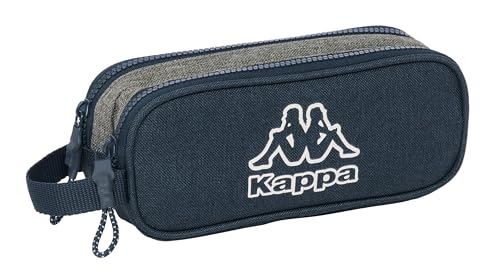 Safta KAPPA DARK NAVY - Federmäppchen für Kinder, Federmäppchen für Kinder, Ideal für Kinder im Schulalter, bequem und vielseitig, Qualität und Widerstandsfähigkeit, 21 x 6 x 8 cm, Grau/Marineblau von safta