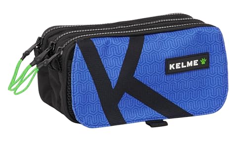 Safta KELME ROYAL Federmäppchen mit Dreifach-Big, Federmäppchen für Kinder, ideal für Schulkinder, bequem und vielseitig, Qualität und Widerstandsfähigkeit, 21,5 x 8 x 10 cm, Schwarz, Schwarz , von safta