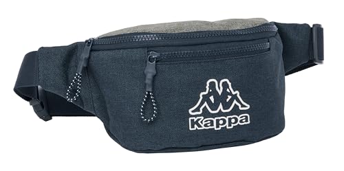 Safta Kappa Dark Navy Bauchtasche mit Außentasche, ideal für Jugendliche und Kinder unterschiedlichen Alters, bequem und vielseitig, Qualität und Widerstandsfähigkeit, 23 x 9 x 12 cm, Grau/Marineblau von safta