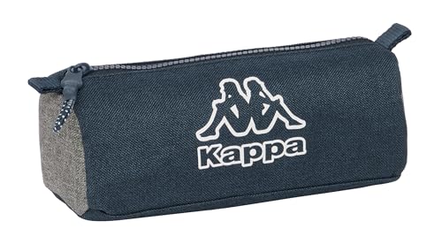 Safta Kappa Dark Navy - Federmäppchen mit Reißverschluss und Fach, Kinder Federtasche ideal für Schulkinder, vielseitig einsetzbar, Widerstand, 21 x 7 x 8 cm, Grau/Marineblau Melange, Grau/Marineblau von safta