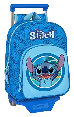 Safta LILO & STITCH Kinderrucksack mit Trolley 705, ideal für Kinder verschiedener Altersgruppen, bequem und vielseitig, Qualität und Strapazierfähigkeit, 26 x 11 x 34 cm, Blau, blau, Estándar, Casual von safta