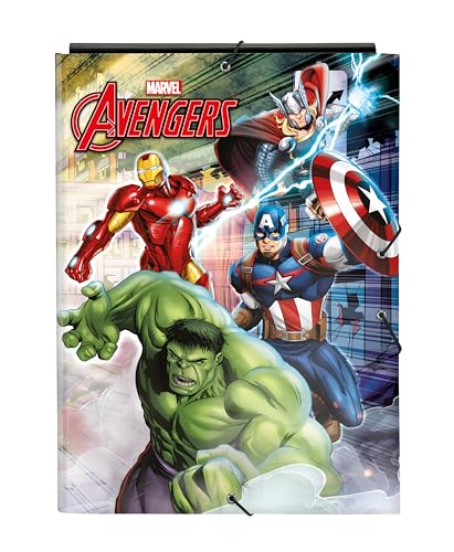 Safta -M068 Avengers Forever-Ordner mit 3 Klappen, ideal für Kinder unterschiedlichen Alters, bequem und vielseitig, Qualität und Widerstandsfähigkeit, 26 x 36,5 cm, mehrfarbig, Standard (512384068), von safta