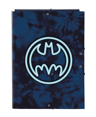 Safta -M068 Batman Legendary-Ordner mit 3 Klappen, ideal für Kinder unterschiedlichen Alters, bequem und vielseitig, Qualität und Widerstandsfähigkeit, 26 x 36,5 cm, Marineblau, Standard (512304068), von safta