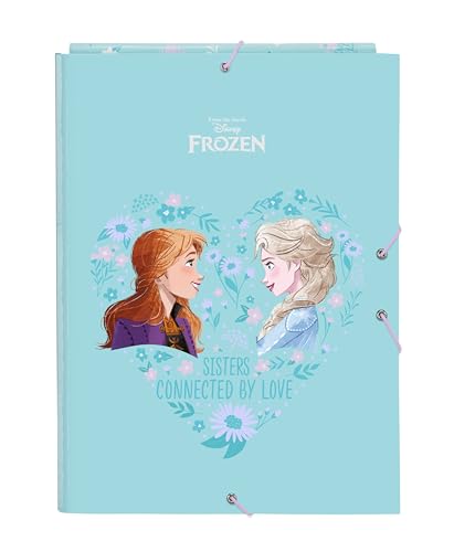 Safta -M068 Frozen II Hello Spring-Ordner mit 3 Klappen, Ideal für Kinder unterschiedlichen Alters, bequem und vielseitig, Qualität und Widerstandsfähigkeit, 26 x 36,5 cm, Hellblau, Standard von safta