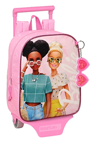 Safta M280 BARBIE GIRL Kinderrucksack mit Trolley, ideal für Kinder unterschiedlichen Alters, bequem und vielseitig, Qualität und Stärke, 22 x 10 x 27 cm, Rosa Unisex Kinder, Rosa, Estándar, Casual von safta