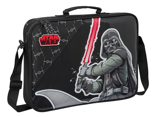 Safta M385, Star Wars Digital Escape-Außerschule, Aktentasche, Umhängetasche, bequem und vielseitig, Qualität und Widerstandsfähigkeit, ideal für Jugendliche, 38 x 6 x 28 cm, Schwarz Unisex Kinder, von safta