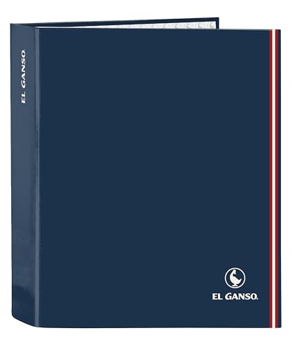 Safta -M657 EL Ganso Classic-Ordner Folio mit 4 Ringen, ideal für Kinder unterschiedlichen Alters, bequem und vielseitig, Qualität und Widerstandsfähigkeit, 27 x 6 x 33 cm, Marineblau, Standard von safta