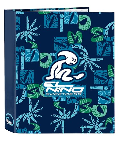 Safta -M657 EL KINDER Glassy Folio 4 Ringe, Ideal für Kinder unterschiedlichen Alters, bequem und vielseitig, Qualität und Widerstandsfähigkeit, 27x6x33cm, Marineblau, Standard (512407657), von safta