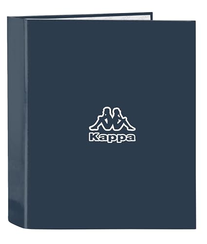 Safta -M657 Kappa Dark Navy-Ordner Folio, 4 Ringe, Ideal für Kinder unterschiedlichen Alters, bequem und vielseitig, Qualität und Widerstandsfähigkeit, 27 x 6 x 33 cm, Grau/Marineblau Melange, von safta
