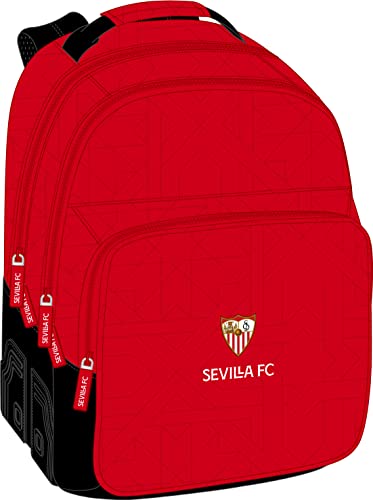 Safta M773 SEVILLA FC Schulrucksack, ideal für Kinder unterschiedlichen Alters, bequem und vielseitig, Qualität und Stärke, 32 x 15 x 42 cm, Unisex, Kinder (1 Stück), rot/schwarz, Estándar, Casual von safta