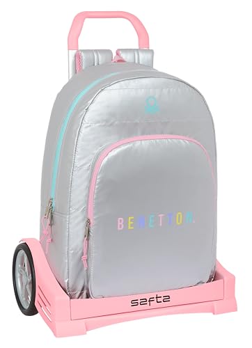 Safta M860q BENETTON Love Schulrucksack, inklusive Evolution Trolley, ideal für Kinder unterschiedlichen Alters, bequem und vielseitig, Qualität und Widerstandsfähigkeit, Marineblau Unisex Kinder, von safta